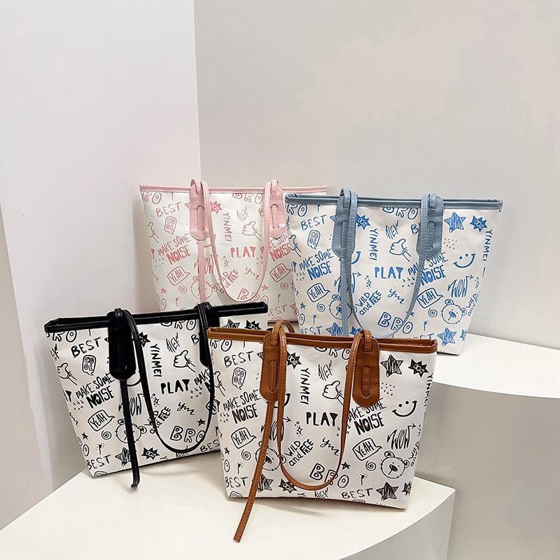 Bags for Women 2025 New Large-Capacity Printed Tote Bag Women's Fashion Graffiti Cross-Border Handbag Women's Shoulder Bag
