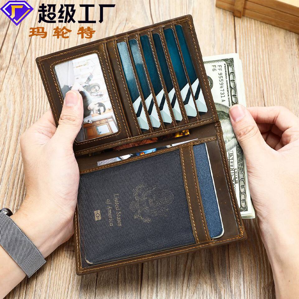Ví đựng hộ chiếu nam da bò cao cấp chống trộm RFID — Cà phê đen, nâu