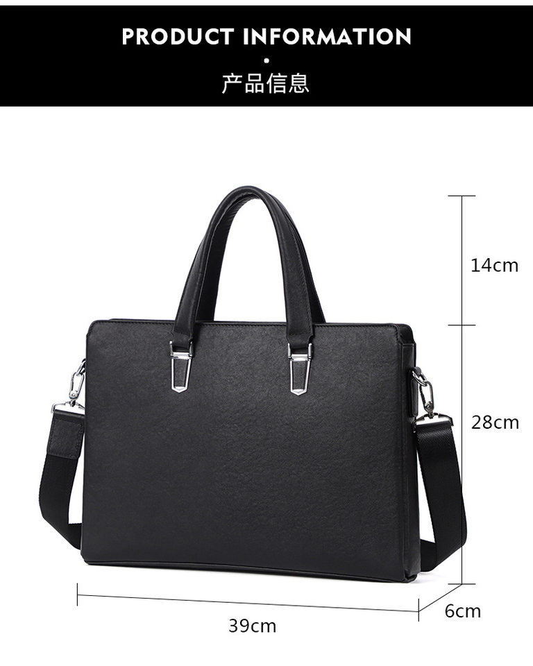 Túi xách nam công sở da bò lớp đầu kiểu mới, túi đựng laptop 14 inch sức chứa lớn 37×10×26 cm — Màu đen chi tiết 10