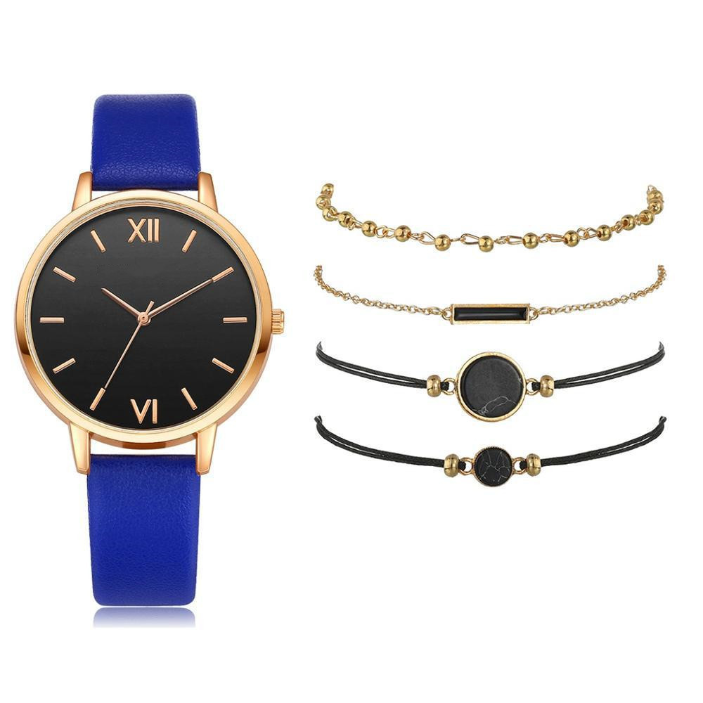 ins new minimalist watch set quartz watch trend pu strap ladies watch strap bracelet set_voghion.com