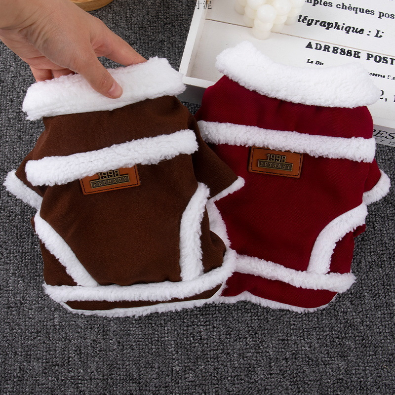 강아지 옷, 가을 겨울 옷, 플러스 벨벳과 두툼한 따뜻한 조끼, 테디 비 포메라니안 고양이 옷, 겨울 옷 도매