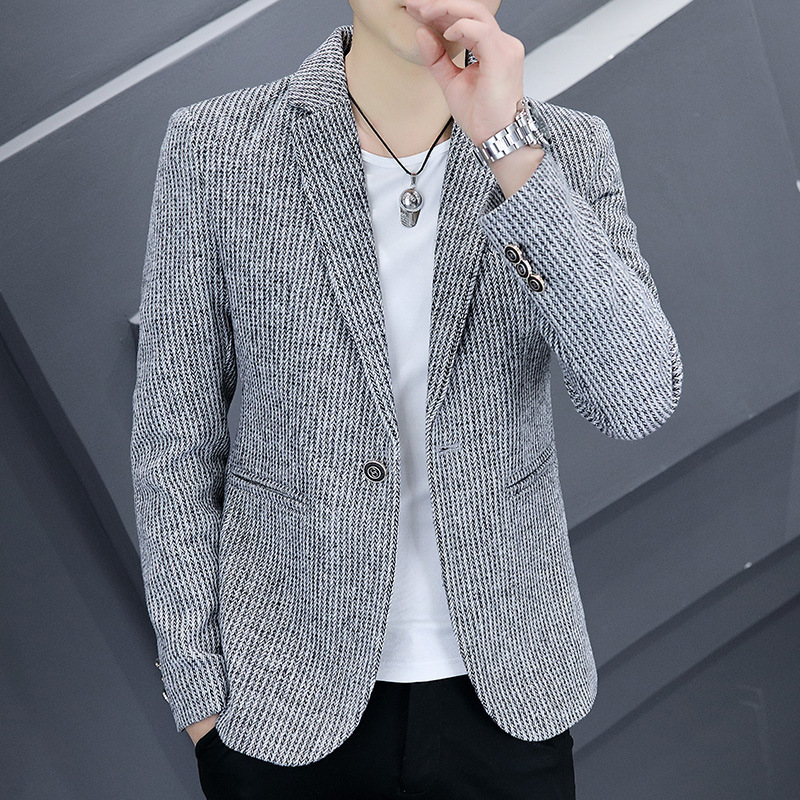 Men's small suit autumn jacket Korean style youth slim fit handsome casual single suit trendy spring and autumn top all-matching Men's small suit autumn jacket Korean style youth slim fit handsome casual single suit trendy spring and autumn top all-matching