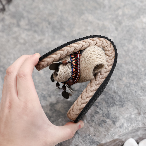 Xishuangbanna handmade slippers women's summer outerwear bohemian fashion tassel ethnic style wedge heels high-heeled beach shoes