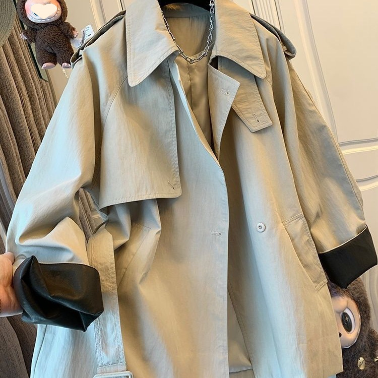 2026 Spring New Stylish Loose-Fitting Fashionable Mid-Length Coat with British Style and Elegant Lapel Design for Women