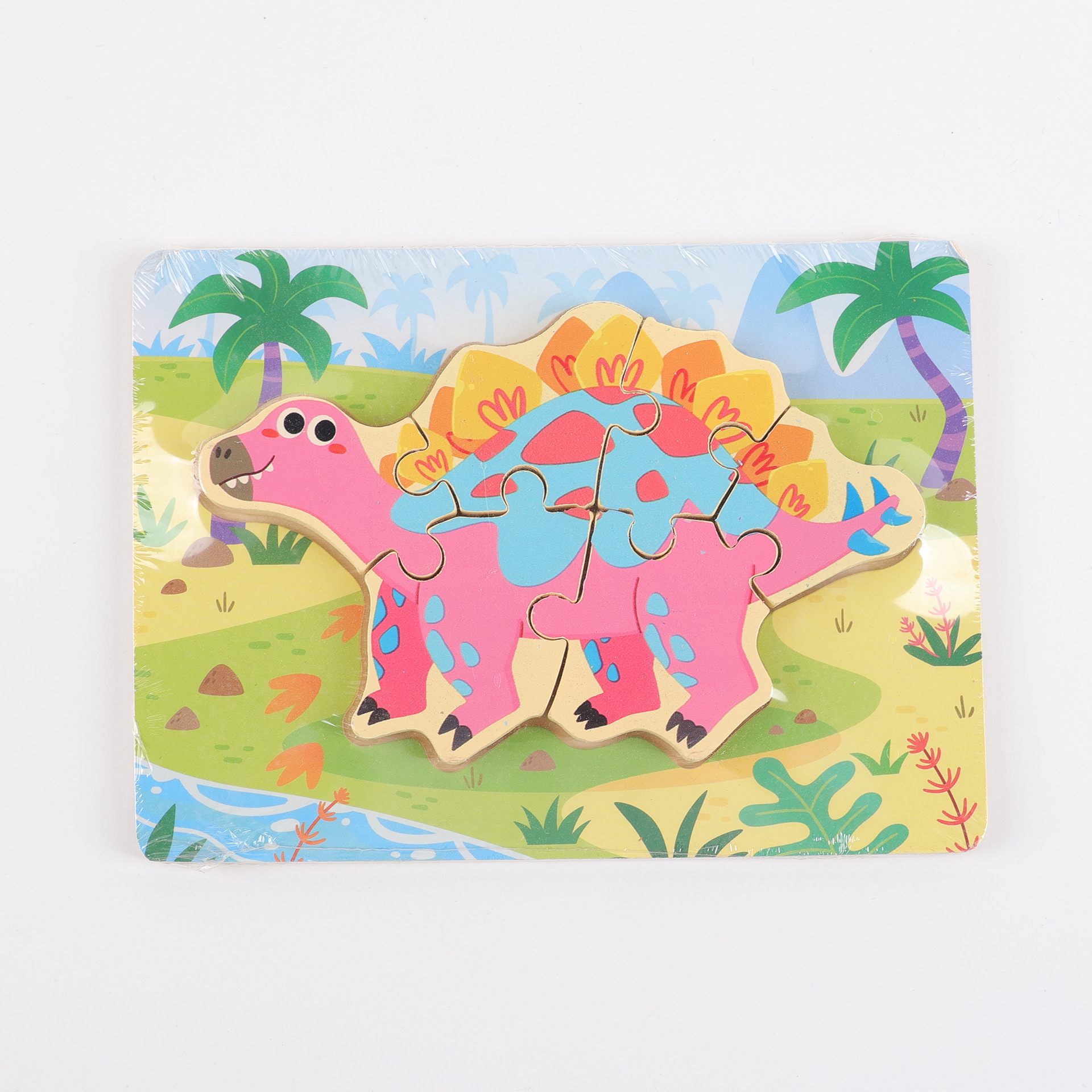 Puzzle de madera plano pequeño puzzle infantil juguetes de dibujos animados animales de tráfico cognitivo bloque al por mayor