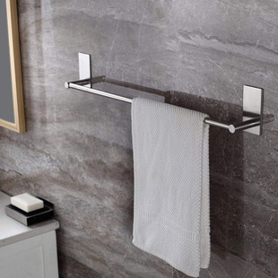 Stainless Steel Towel Rack, No-Drill Bath Towel Rack, Single Rod Bathroom Towel Rack, Bathroom Hook Towel Bar Hanging Rod