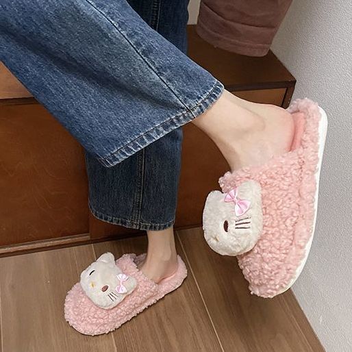 可爱卡通猫棉拖女2025新款包头厚底加厚保暖棉拖鞋可爱居家棉拖|undefined