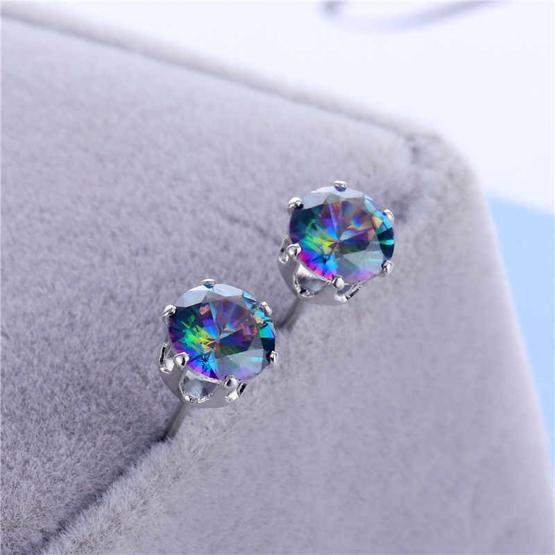 Wholesale Jewelry Color Round Zircon Stainless Steel Stud Earrings Nihaojewelry display picture 5