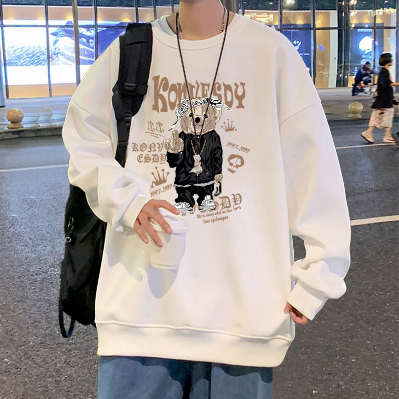 2023 new men's sweater autumn and winter fleece-lined thickened American cartoon fashion brand all-match casual student bottoming shirt 2023 new men's sweater autumn and winter fleece-lined thickened American cartoon fashion brand all-match casual student bottoming shirt