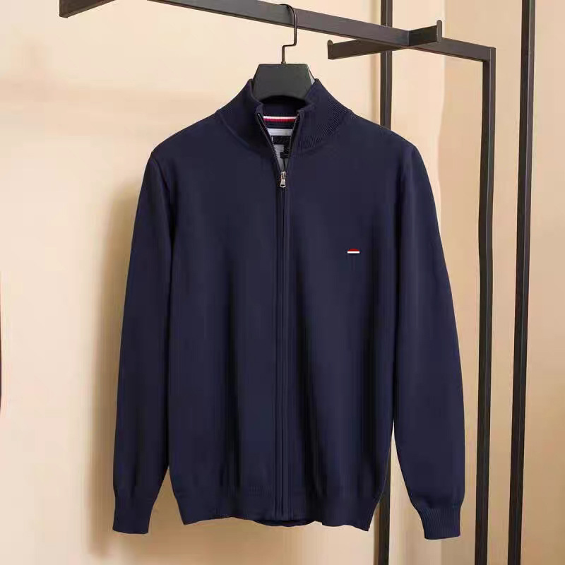 Spring and Autumn Men's Business Casual Solid Color Stand-Up Collar Youth Full-Zip Knit Sweater Jacket Cardigan Sweater Coat Spring and Autumn Men's Business Casual Solid Color Stand-Up Collar Youth Full-Zip Knit Sweater Jacket Cardigan Sweater Coat