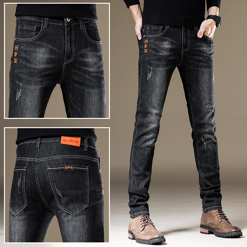 2023 pantalones vaqueros ocasionales del estiramiento de los hombres populares de Four Seasons jóvenes de los hombres del estilo de Hong Kong