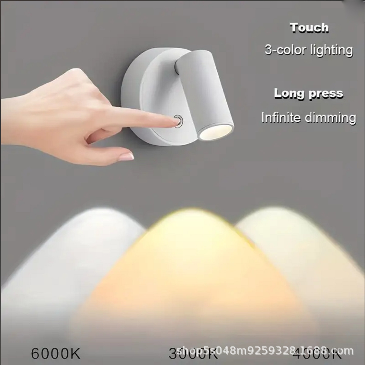 Explosión transfronteriza de absorción magnética USB sin cableado sin perforación lámpara de pared tricolor luz de atmósfera luminosa pequeña lámpara de cabeza de cama