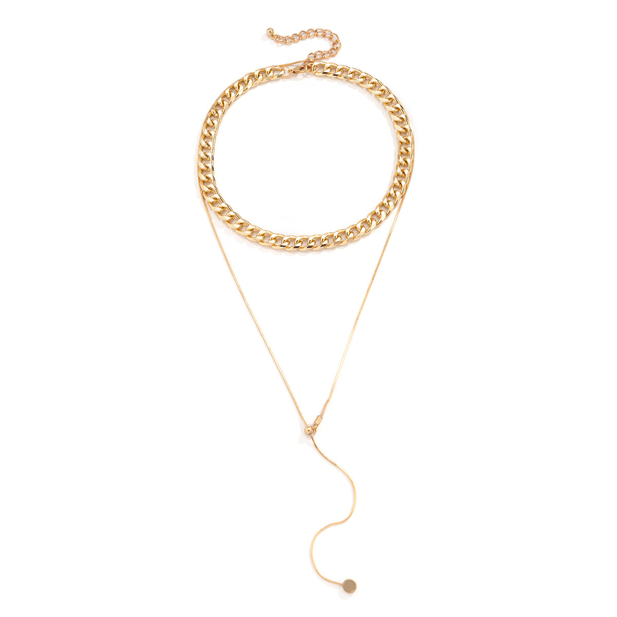 Fashion Snake Bone Chain Adjustable Double-layer Alloy Long Necklace display picture 4