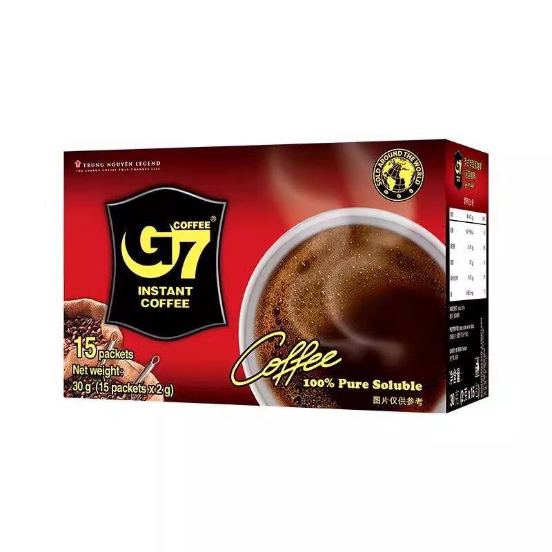 Vietnam Imported Zhongyuan G7 Pure Black Coffee Instant Pure Coffee Without Sucrose Added Milk-Free 30g Sugar-Free