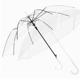 透明雨伞大量批发8骨一键自动开直杆伞创意简约广告礼品可印LOGO