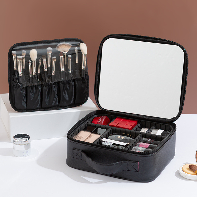 Espejo bolsa de almacenamiento portátil caja de almacenamiento de cosméticos caja de maquillaje simple portátil estilo coreano bolsa de viaje para mujeres multifuncional