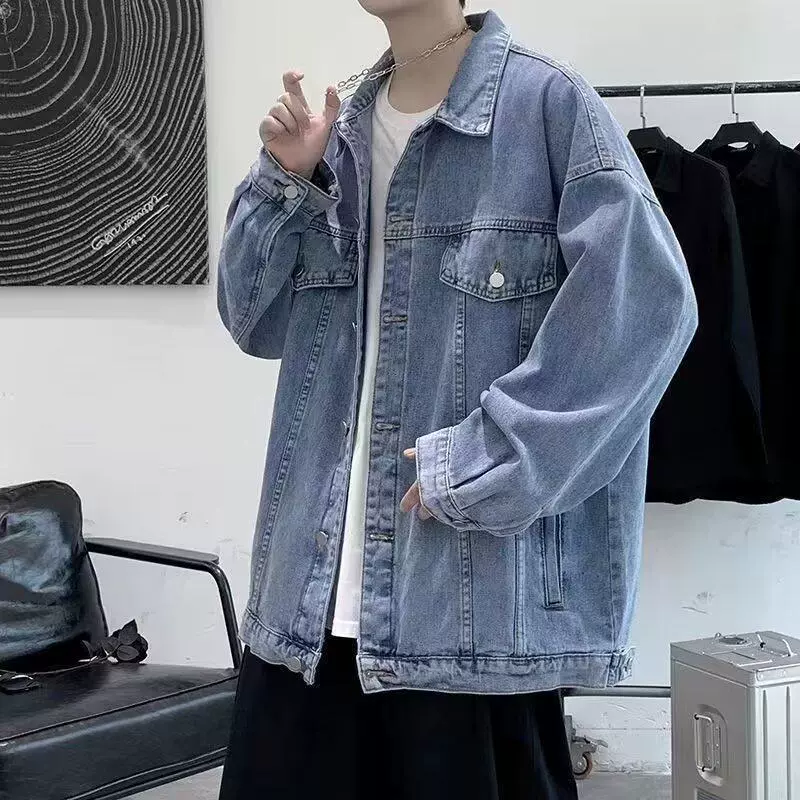 春秋款宽松百搭复古刺绣牛仔外套 男女同款慵懒风休闲牛仔夹克衫
