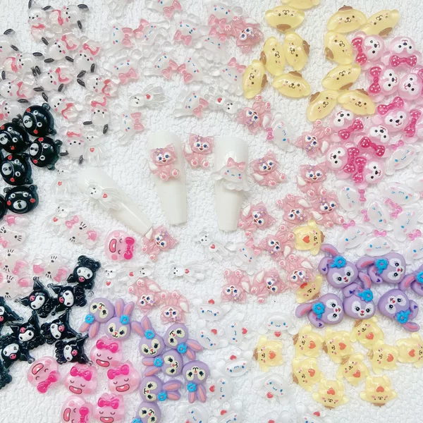 New Resin Cartoon Nail Art Jewelry Yugui Dog Kulomi Kitty Cat diy Phone Case Nail Sticker Decoration Drill
