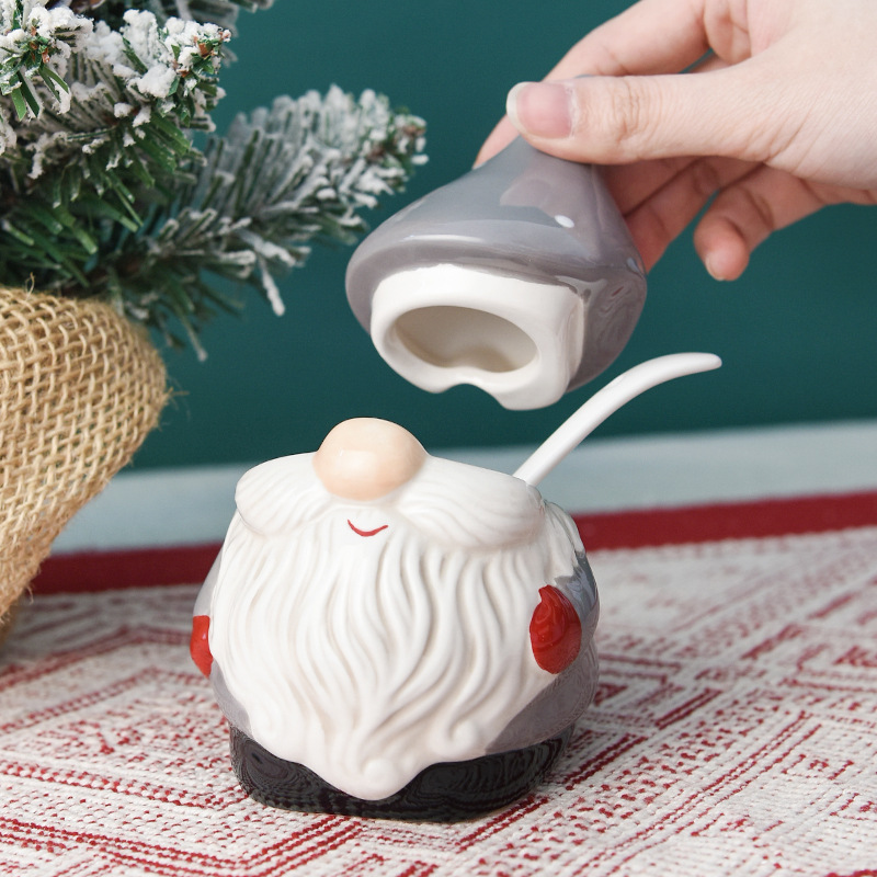 Santa condimento frasco de cerámica creativa condimento almacenamiento nórdico ins con tapa condimento frasco conjunto