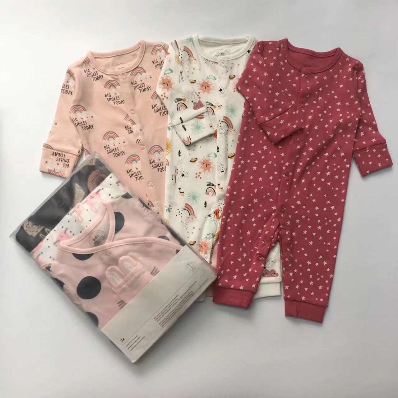 Autumn Baby Jumpsuit Three-Piece Long-Sleeved Flat-Horned Hatshirt Climbing Suit Spring and Autumn Thin Outer Wear Base Underwear New