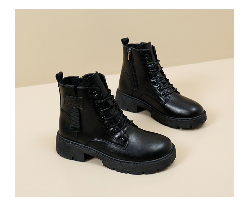 2023 Syksyn uusi brittiläinen paksupohjainen naisten opiskelija lyhytsaappaat sivussa vetoketjullinen moottoripyörän saappaat_voghion.com