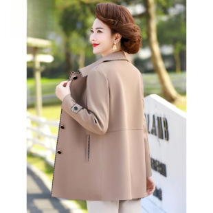 Middle-Aged Mother's Spring Style Jacket 2025 New Middle-Aged and Elderly Women's Jacket Top Spring & Fall Windbreaker Mid-Length