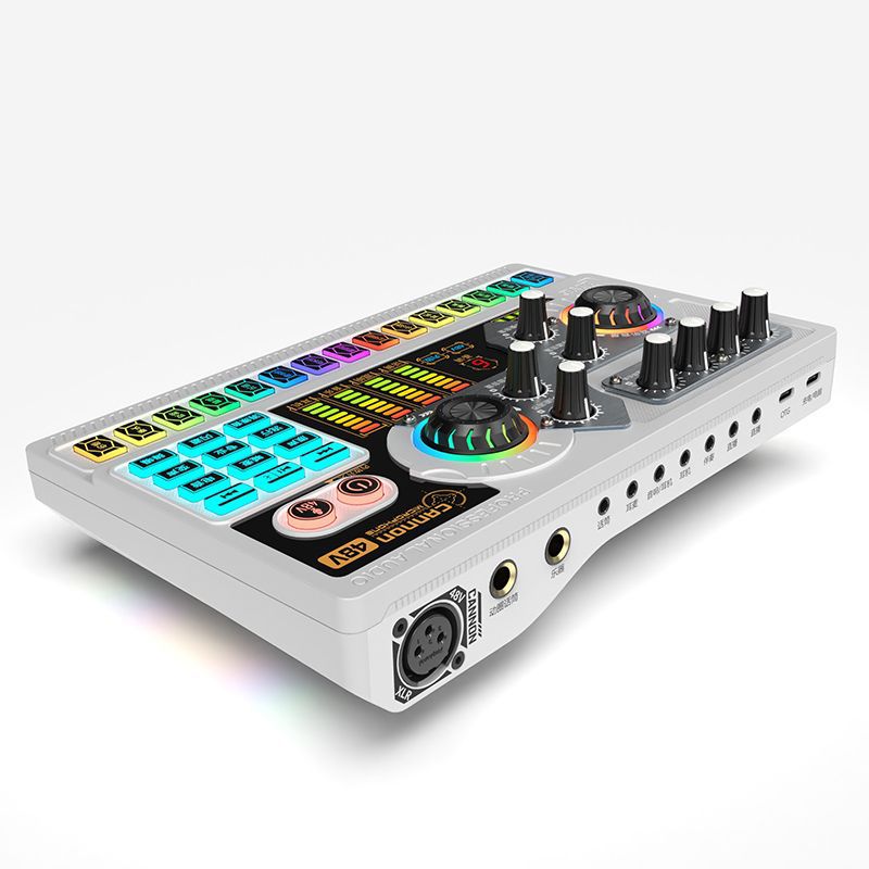 Audio Mixer Popular 48V External Sound Card Live Singing Mobile Phone Headset Karaoke Computer Equipment Microphone Full Set