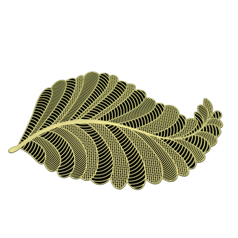 Amazon serie dorado decoración de comida occidental mantel en forma de hoja simple mantel posavasos tazón estera al por mayor logotipo impreso