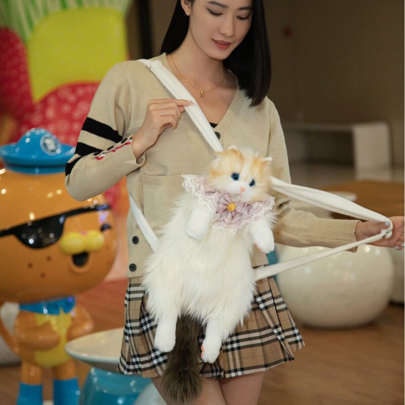 かわいいリアルな布製の猫のぬいぐるみ、甘いバッグ、卸売、越境、新作スカーフ、子猫のぬいぐるみ、ショルダーバッグ|undefined