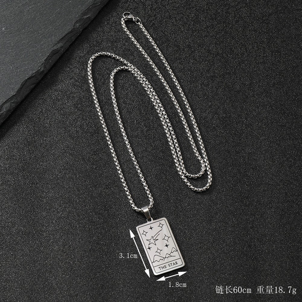 Suministro transfronterizo de acero inoxidable joyería nicho diseño sentido tarot colgante collar de acero de titanio suéter cadena fábrica al por mayor
