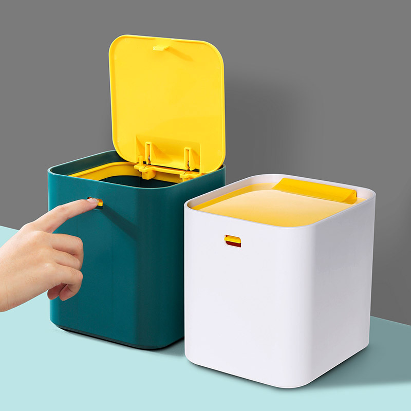 Desktop Simple Flip Desktop Mini Trash Can Living Room Kitchen Desk Storage Smart Home Creative