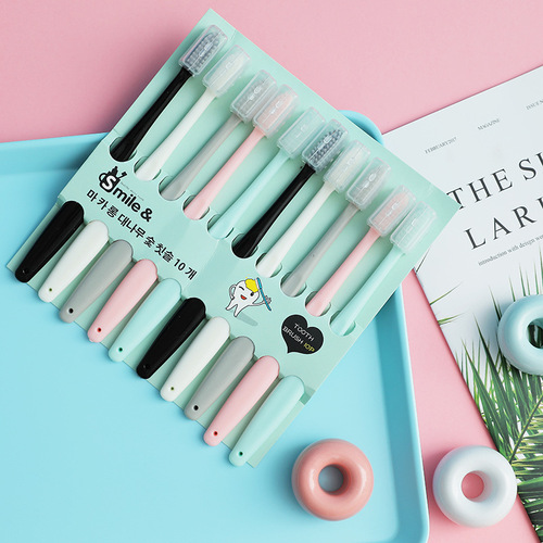Japanese style macaron ice cream toothbrush fine soft bristles household toothbrush adult male and female couple combination set wholesale