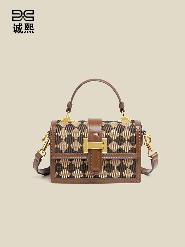 Bolso de mano retro con estilo occidental, Caja del Tesoro de la Luz de la Luna, textura de rombos y leopardo, algodón y lino, bolso de hombro para mujer, bandolera casual de moda