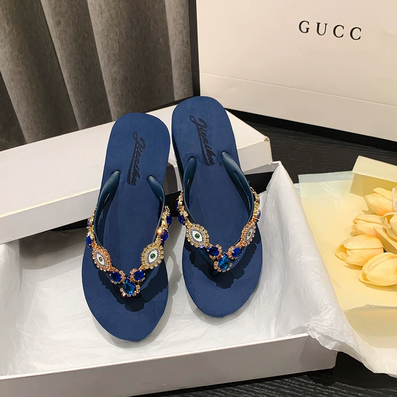 Летние новые женские шлепанцы с высоким углом наклона глаз и шлепанцами, модные легкие роскошные Тапочки на толстой подошве в стиле ретро