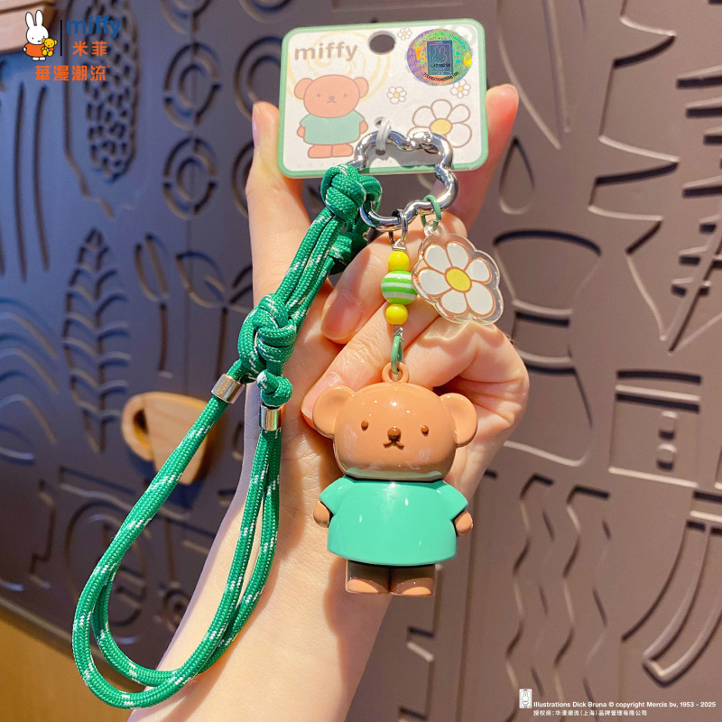 本物のミッフィーミッフィーウサギの小さな鼻キーホルダーペンダント女性かわいい diy カップル携帯電話チェーンリングスクールバッグペンダント|undefined