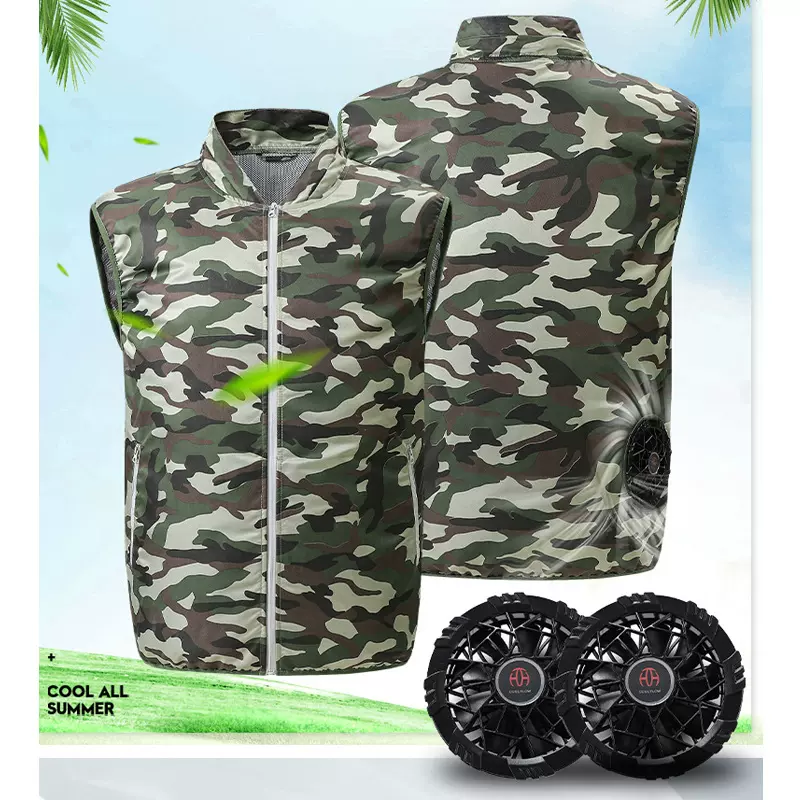 夏季户外带风扇衣服中年男女空调服背心工地工作制冷衣服现货批发