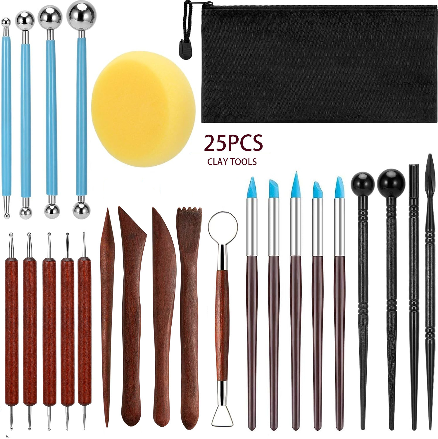 Herramientas de escultura de cerámica transfronteriza conjuntos de varias piezas herramientas de barro de arcilla de cerámica suave DIY conjunto de escultura de barro