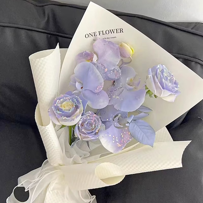 人鱼姬系列喷剂花束珍珠配饰炫彩花头装饰彩色金粉创意花艺包装