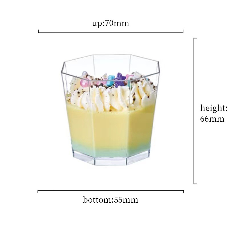 Taza cuadrada puntual Taza redonda Una variedad de tazas de postre Taza de pudín Taza de mousse Plato Cuchara de plástico desechable Amazon