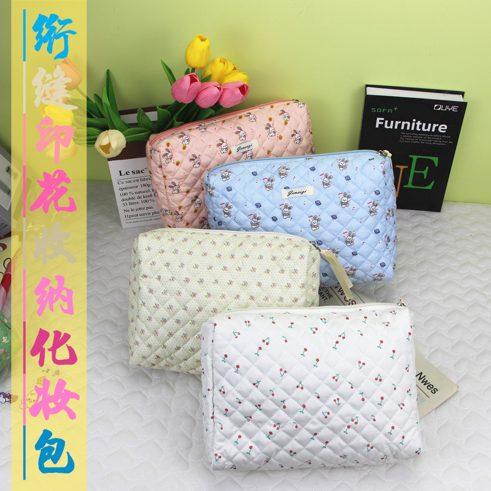 Nuevo algodón impreso bolso de las mujeres lindo estilo ins bolsa de cosméticos bolsa de almacenamiento acolchada de gran capacidad Bolsa De estudiante bolsa de lavado