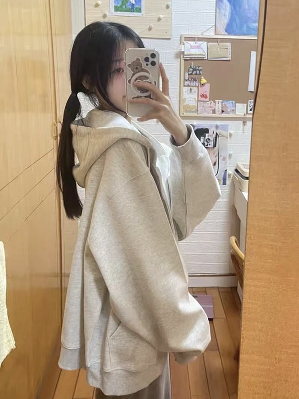 宽松连帽卫衣卫裤早秋外套女2025春秋女装百搭韩系慵懒风休闲套装|undefined