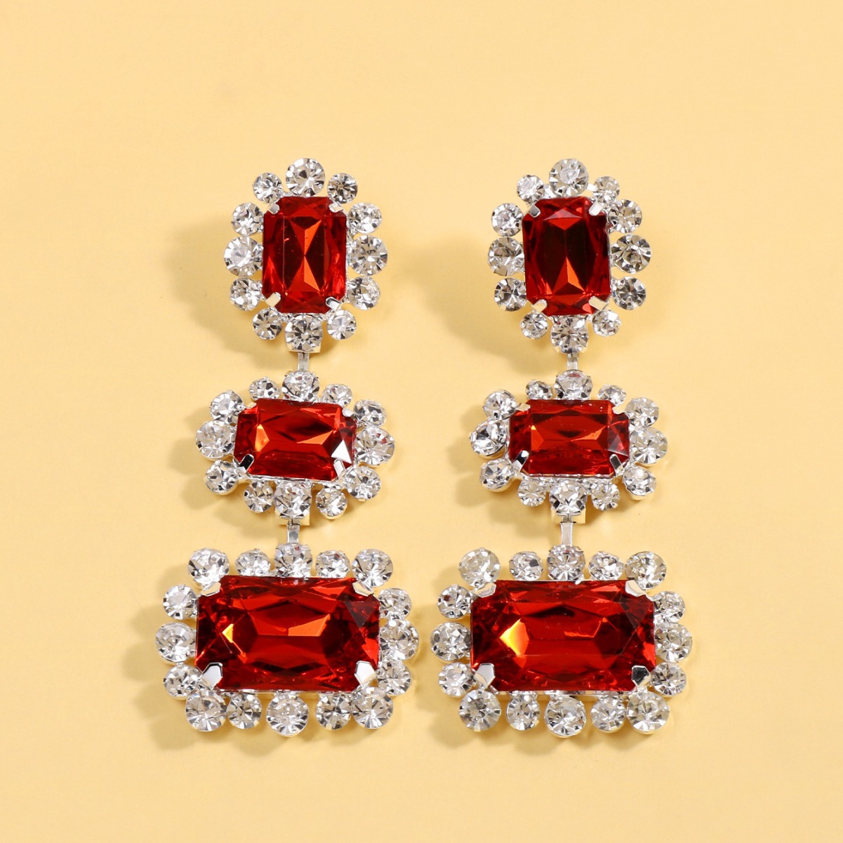 AliExpress nuevo traje de joyería de alto grado cuadrado COLLAR COLGANTE pendientes pasarela joyería conjunto