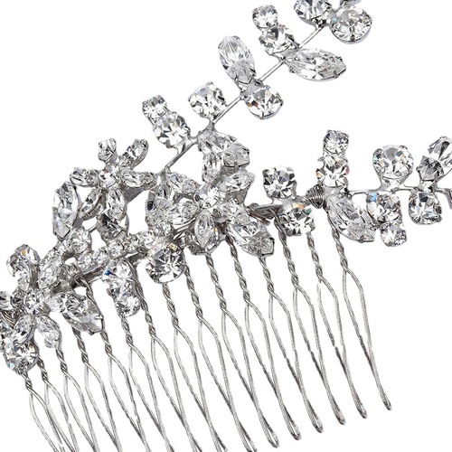 Cross-border new lightweight luxury leaf crystal hair comb wedding accessories fashionable temperament bride hair decoration