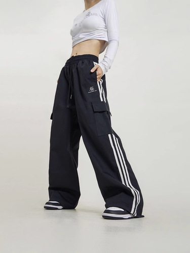 American high street hiphop overalls women's spring and summer loose straight hip-hop kpop dance dress wide-leg sweatpants