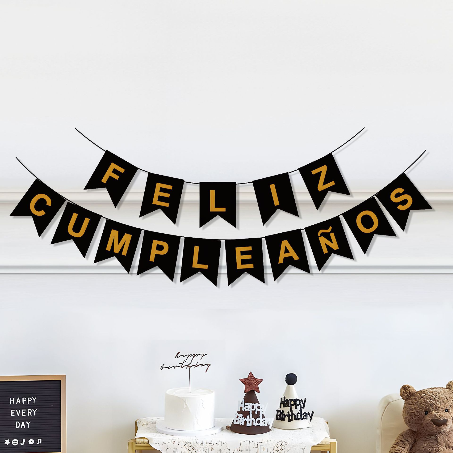 Fábrica de venta directa de bandera de cumpleaños español tema de la pared de fondo de la pared