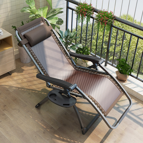Wholesale folding recliner lunch break backrest rattan chair home balcony lazy beach chair elderly leisure nap chair