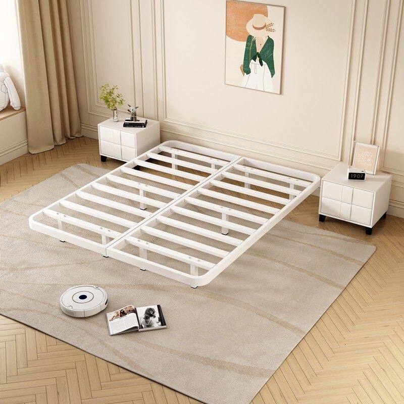 Thickened iron bed, modern minimalist design, no headboard, tatami-style bed frame, suitable for rental apartments, iron floating bed Thickened iron bed, modern minimalist design, no headboard, tatami-style bed frame, suitable for rental apartments, iron floating bed