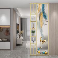 现代简约长虹钢化玻璃屏风彩绘轻奢客厅洗手间入户假墙遮挡玄关隔