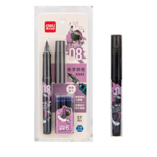 Deli A933 pen cartoon fashion student exam writing exchangeable ink bag blue/black stationery wholesale