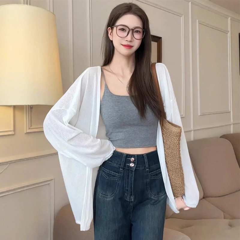 Long-Sleeved Women's Sweater Spring Fashion Sun Protection Summer Korean Style Loose Air-Conditioned Blouse Thin Temperament Women's Cardigan